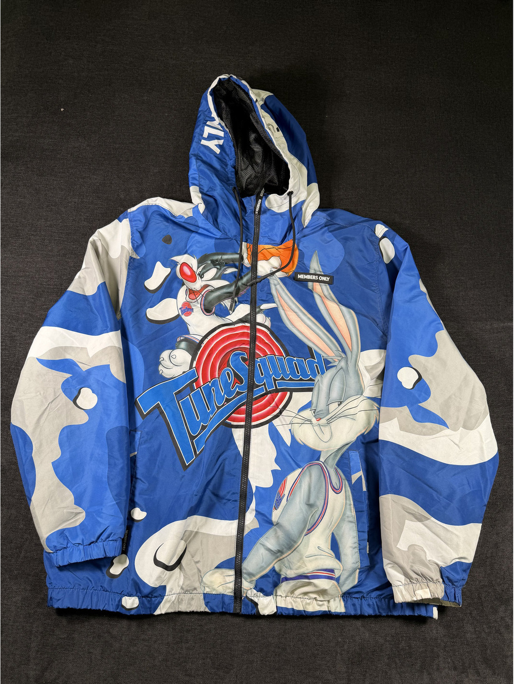 Members Only X Space Jam Tune Squad Blue Camo Windbreaker Size 3XL